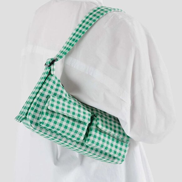NWT Baggu Cargo Shoulder Bag - Green Gingham - Picture 2 of 2